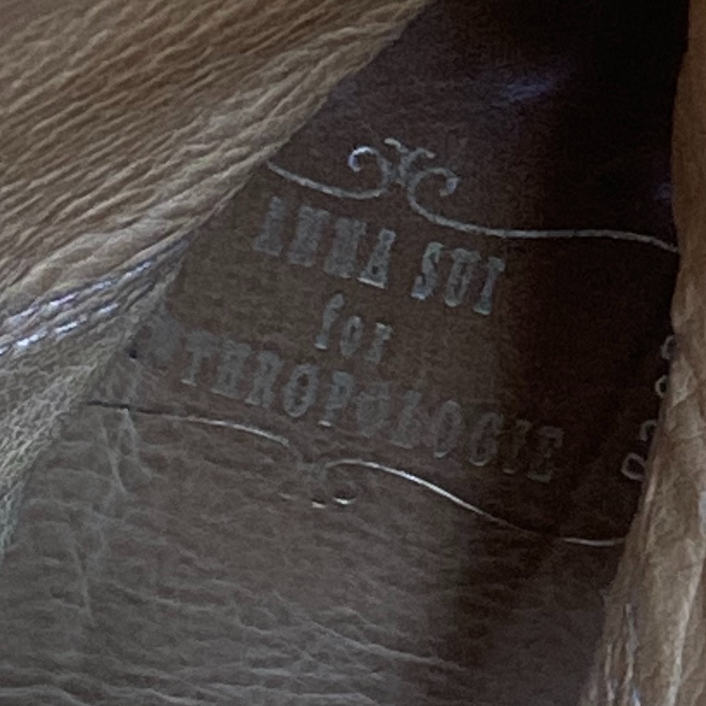 Anthropologie Tan Embroidered Leather Knee-High Heeled Boots - Picture 6 of 11